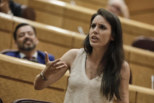 La ministra de Igualdad, Irene Montero, durante su intervención en una sesión de control al Gobierno en el Senado