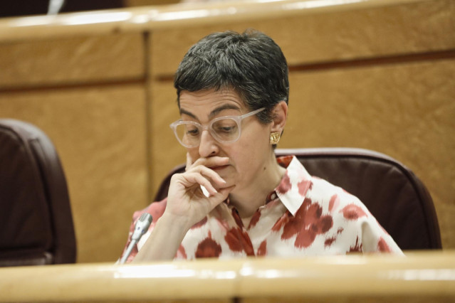 La ministra de Asuntos Exteriores, Unión Europea y Cooperación, Arancha González Laya, durante una sesión de control al Gobierno en el Senado, en Madrid (España) a 14 de julio de 2020.