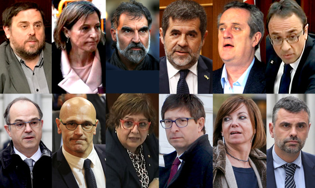 Montaje con los rostros de los líderes independentistas condenados por el Supremo