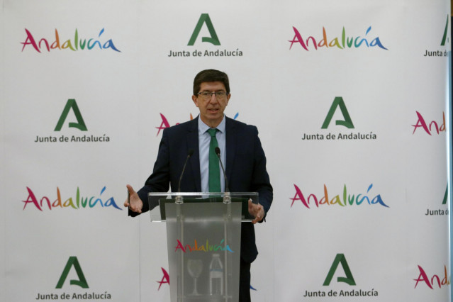 El vicepresidente de la Junta y consejero de Turismo, Regeneración, Justicia y Administración Local, Juan Marín. Málaga a 5 de junio del 2020