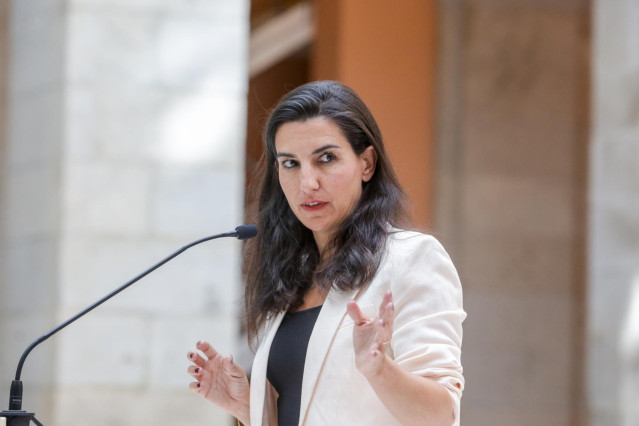 La portavoz de Vox en la Asamblea, Rocío Monasterio, ofrece una rueda de prensa tras su reunión con la presidenta de la Comunidad de Madrid, Isabel Díaz Ayus O.