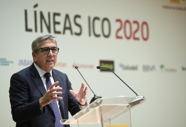 El presidente del Instituto de Crédito Oficial, José Carlos García de Quevedo durante su intervención en el acto de firma de los convenios de colaboración de las Líneas ICO 2020 en el Ministerio de Economía y Empresa, en Madrid (España), a 9 de enero de 2
