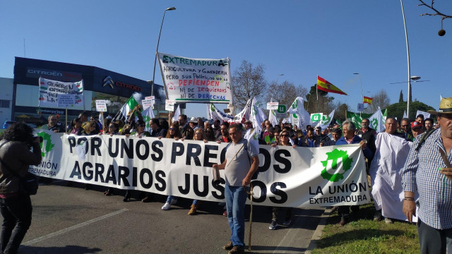 Protesta de agricultores el pasado mes de febrero en Mérida