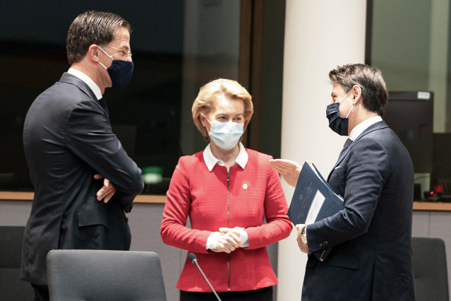 Conte, Von der Leyen y Rutte