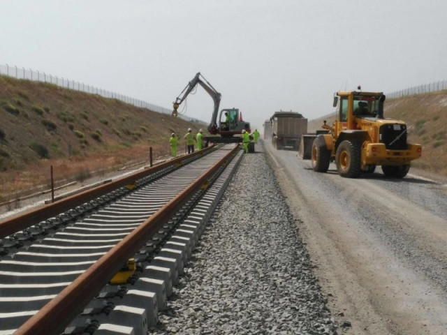 Obras del AVE en Extremadura en una imagen de archivo