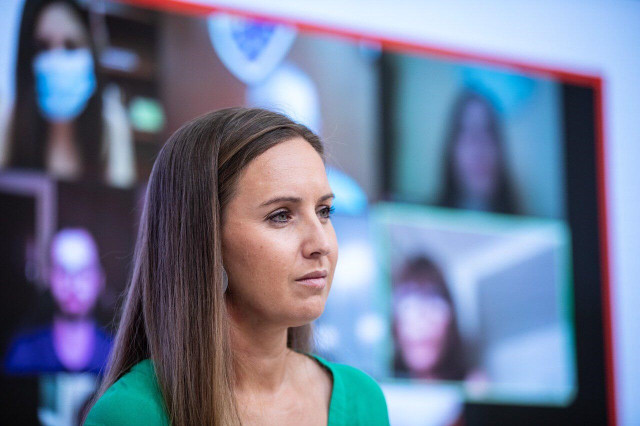 La portavoz de la Ejecutiva de Ciudadanos, Melisa Rodríguez, en rueda de prensa en la sede del partido.