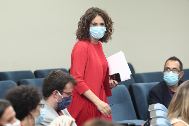 La ministra portavoz y de Hacienda, María Jesús Montero, a su llegada a la comparecencia en rueda de prensa posterior al Consejo de Ministros de Moncloa, Madrid (España), a 21 de julio de 2020.