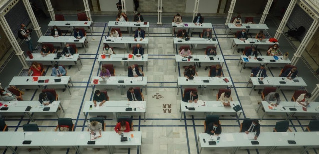 Imagen del Pleno de la Asamblea, durante la votación de la Ley del Mar Menor