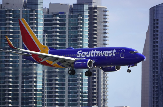 15 March 2020, US, San Diego: A Boeing 737 aircraft of Southwest Airlines