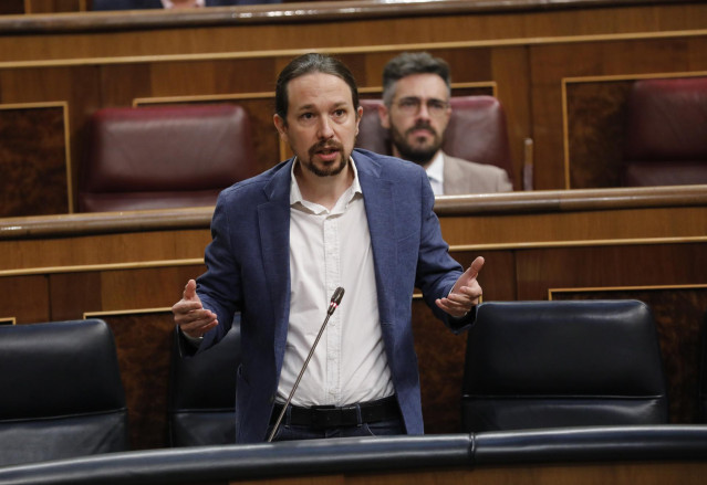 El vicepresidente segundo del Gobierno, Pablo Iglesias, en el Congreso