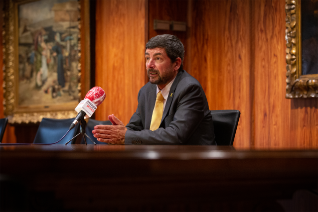 El presidente de la Cámara de Barcelona, Joan Canadell, durante la entrevista