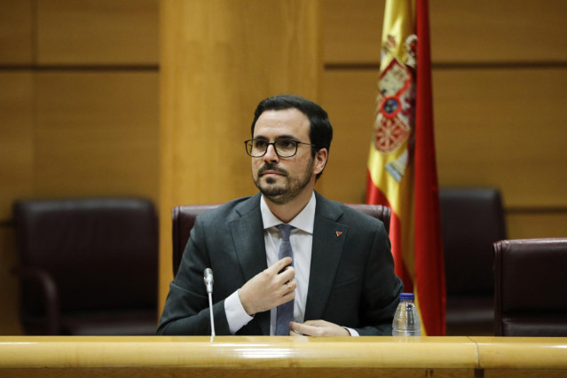 El ministro de Consumo, Alberto Garzón, durante su comparecencia en el Senado en Comisión de Sanidad y Consumo, en Madrid (España), a 26 de junio de 2020.