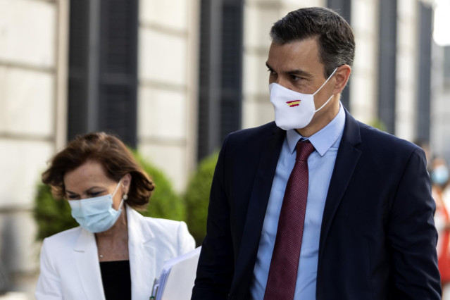 El presidente del Gobierno, Pedro Sánchez, a su llegada a una sesión plenaria en el Congreso, en Madrid (España), a 29 de julio de 2020.