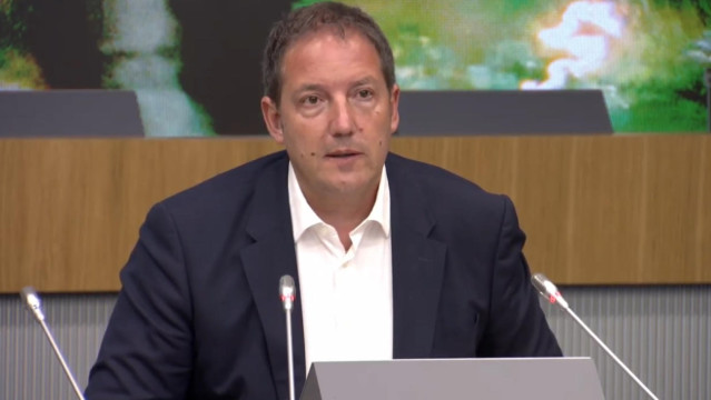 El consejero delegado de Orange España, Laurent Paillassot, durante su intervención en la cumbre empresarial de CEOE