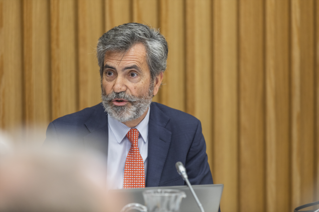 El presidente del Consejo General del Poder Judicial y del Tribunal Supremo (CGPJ), Carlos Lesmes durante el pleno del Consejo General del Poder Judicial (CGPJ), en Pontevedra/Galicia (España), a 30 de enero de 2020.