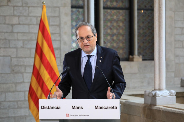 El presidente de la Generalitat, Quim Torra, en una declaración institucional. Archivo