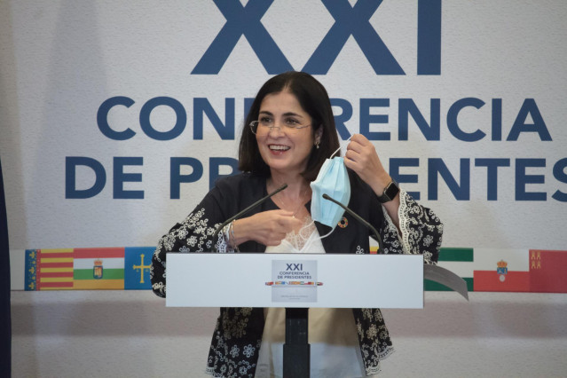 La ministra de Política Territorial y Función Pública, Carolina Darias, en la Conferencia de Presidentes en San Millán de la Cogolla, La Rioja