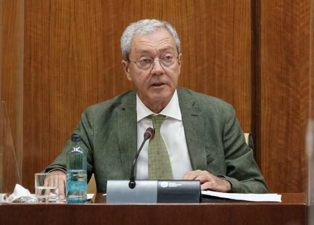 El consejero de Economía, Rogelio Velasco, este jueves durante su comparecencia parlamentaria en comisión.