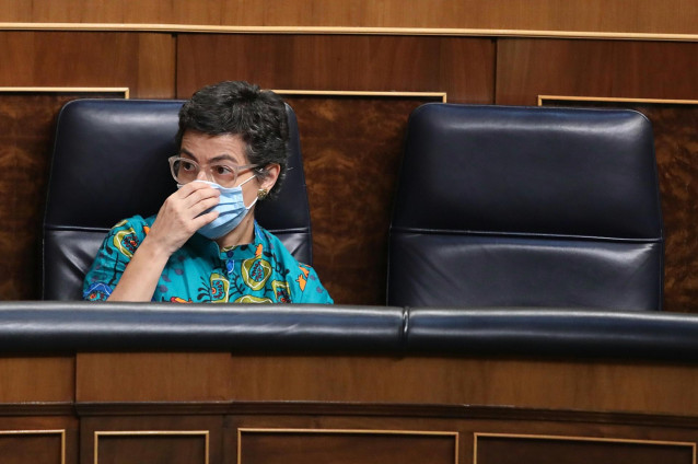 La ministra de Asuntos Exteriores, Unión Europea y Cooperación, Arancha González Laya, en el Congreso