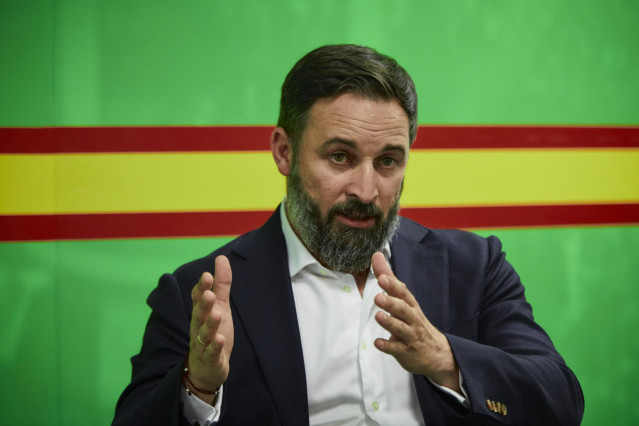 El presidente de Vox, Santiago Abascal, durante una entrevista con Europa Press