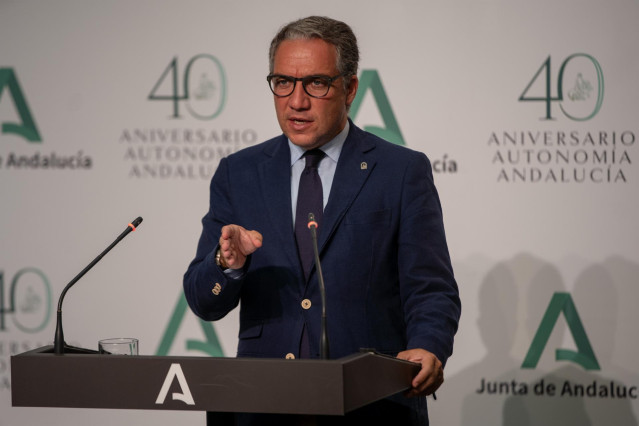 El consejero de la Presidencia, Administración Pública e Interior y portavoz del Gobierno, Elías Bendodo, en una foto de archivo.