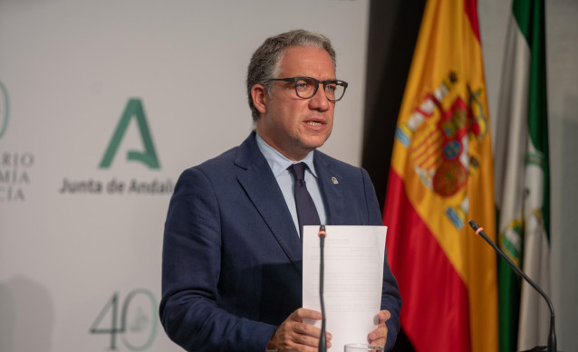 El consejero de la Presidencia, Administración Pública e Interior y portavoz del Gobierno, Elías Bendodo, en una foto de archivo.