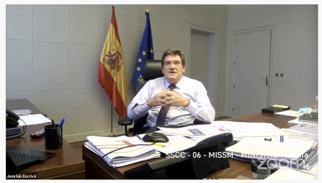 Acto telemático ‘La evaluación de las políticas públicas hoy' este miércoles, protagonizado por el ministro de Inclusión, Seguridad Social y Migraciones del Gobierno, José Luis Escrivà