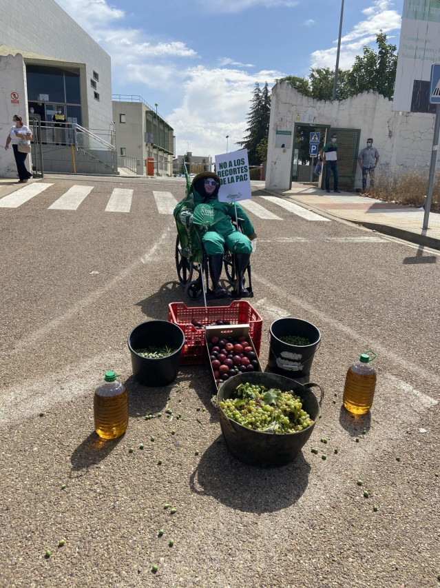 Protesta de agricultores y ganaderos convocada por APAG Extremadura Asaja y Asaja Cáceres en Mérida