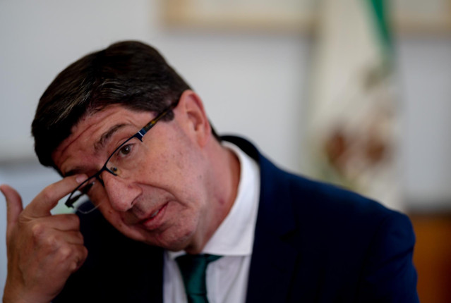 El vicepresidente de la Junta y consejero de Turismo, Regeneración, Justicia y Administración Local, Juan Marín durante la entrevista  a Europa Press
