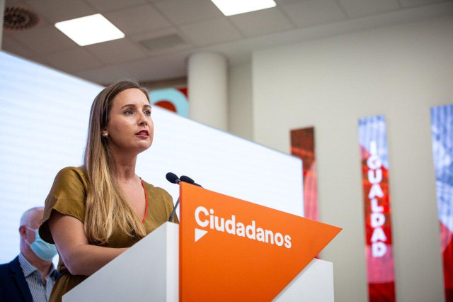 La portavoz de la Ejecutiva nacional de Ciudadanos, Melisa Rodríguez, en rueda de prensa en la sede del partido.