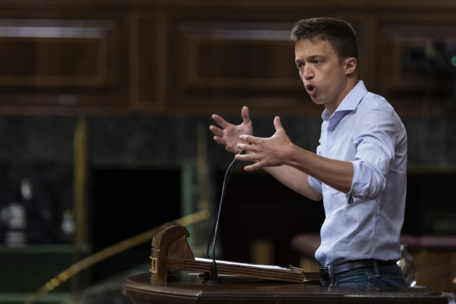 El líder de Más País, Íñigo Errejón, en una intervención desde la tribuna del Congreso
