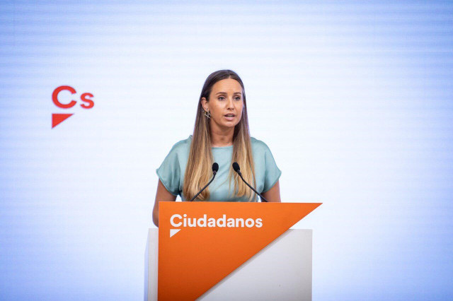 La portavoz de la Ejecutiva nacional de Ciudadanos, Melisa Rodríguez, en rueda de prensa en la sede del partido.