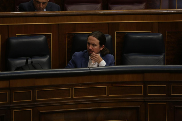 El vicepresidente segundo del Gobierno, Pablo Iglesias,en el Pleno del Congreso