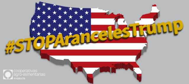 Imagen de la campaña #StopArancelesTrump #StopTrumpsTariffs.