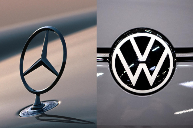 Logos de Mercedes-Benz (Daimler) y de Volkswagen.