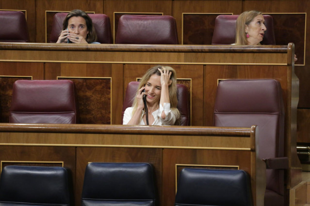 Cayetana Álvarez de Toledo, en el Congreso de los Diputados. Detrás, su sustituta, Cuca Gamarra, y Ana Pastor