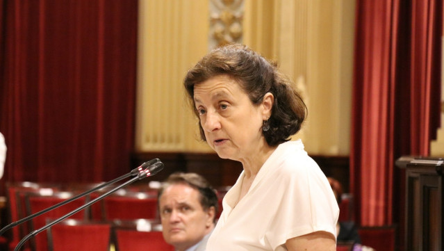La consellera de Asuntos Sociales y Deportes, Fina Santiago, en el Parlament.