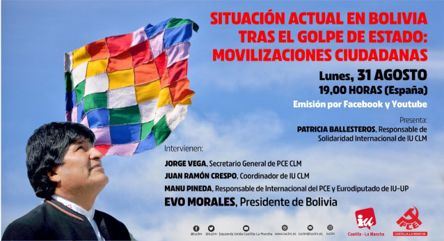 Acto sobre la situación en Bolivia organizado por IU C-LM y el PCE en el que participará Evo Morales