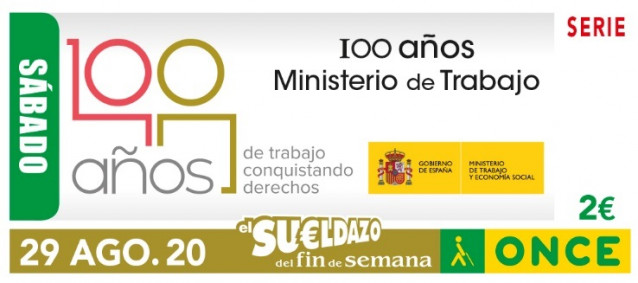 Cupón ONCE dedicado al Ministerio de Trabajo