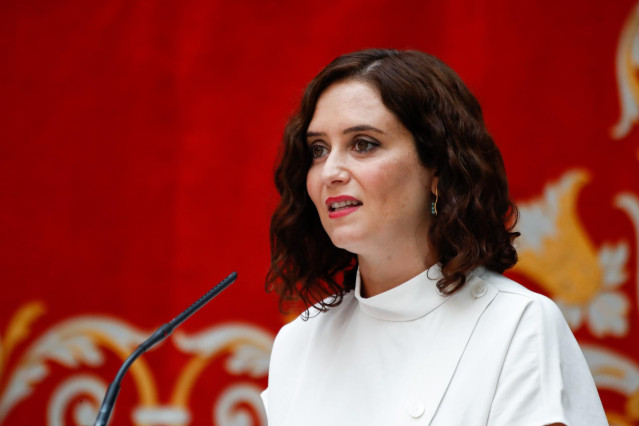 La presidenta de la Comunidad de Madrid, Isabel Díaz Ayuso, durante la presentación de la estrategia del Gobierno regional para la vuelta a las aulas, en Real Casa de Correos, en Madrid (España) a 25 de agosto de 2020.