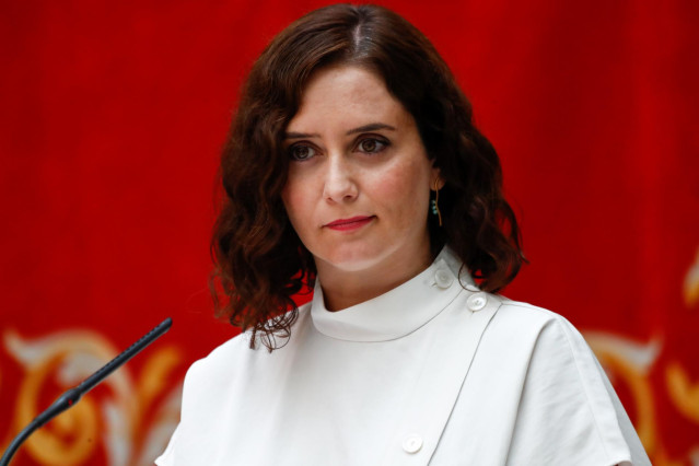 La presidenta de la Comunidad de Madrid, Isabel Díaz Ayuso, durante la presentación de la estrategia del Gobierno regional para la vuelta a las aulas y el inicio del curso escolar 2020/21, en Real Casa de Correos, en Madrid a 25 de agosto de 2020.