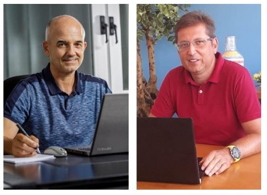 El director de la planta de Ercros en Tortosa (Tarragona), Àngel Punzano, y el de la de Cerdanyola del Vallès (Barcelona), Ramón Jané.
