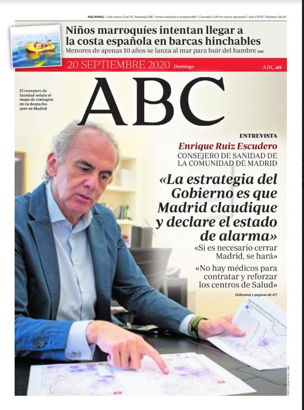 Portada ABC 20 de Septiembre de 2020