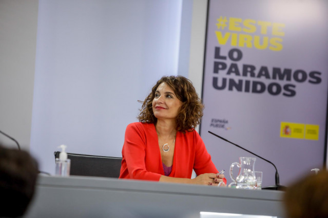 La ministra portavoz y de Hacienda, María Jesús Montero, durante su comparecencia en rueda de prensa posterior al Consejo de Ministros celebrado en Moncloa, en Madrid (España), a 15 de septiembre de 2020.