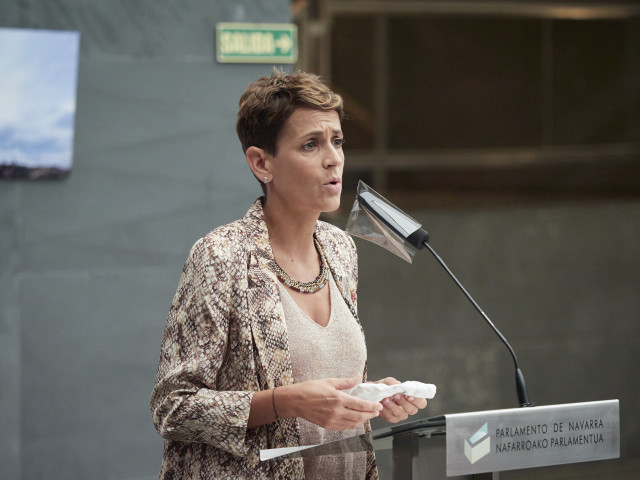 La presidenta del Gobierno de Navarra, María Chivite, en el Parlamento de Navarra.