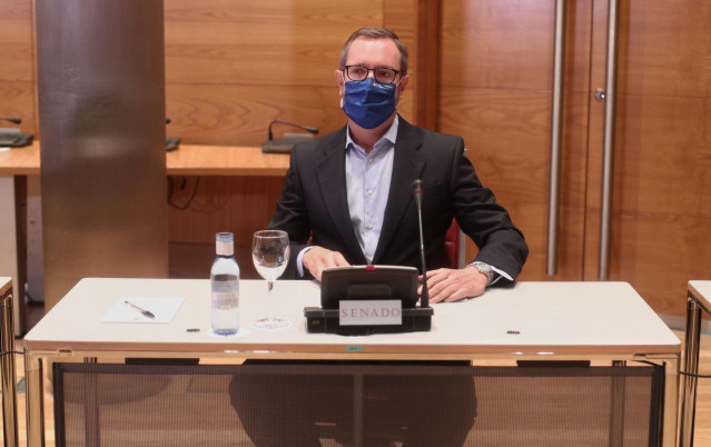El portavoz del Grupo Popular en el Senado, Javier Maroto, antes del inicio de la Junta de Portavoces, en la Sala Enrique Casas Vila del Senado, en Madrid (España), a 22 de septiembre de 2020.