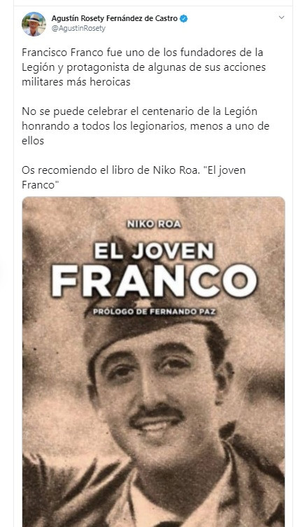 Vox se queja de que la conmemoración del centenario de la Legión excluya a Francisco Franco