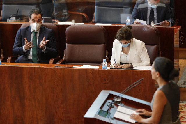 La portavoz de Vox en la Asamblea de Madrid, Rocío Monasterio, interviene durante la segunda jornada del Pleno del Debate del Estado de la Región en Madrid (España), a 15 de septiembre de 2020. En esta segunda sesión participarán los grupos parlamentarios