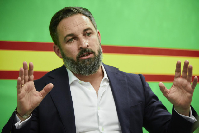 El presidente de Vox, Santiago Abascal, durante una entrevista con Europa Press en la sede del partido, en Madrid (España) a 4 de agosto de 2020.