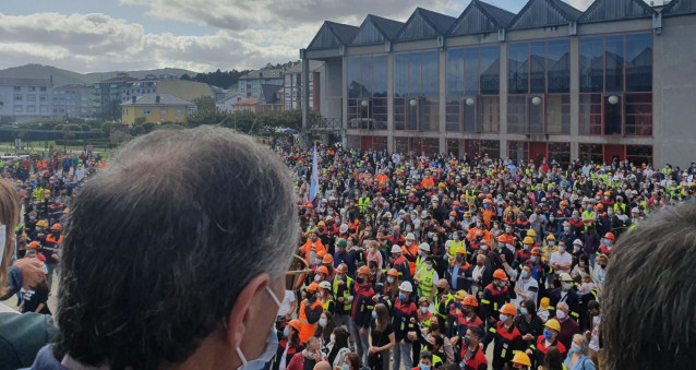 Concentración de los trabajadores de Alcoa en Xove (Lugo).